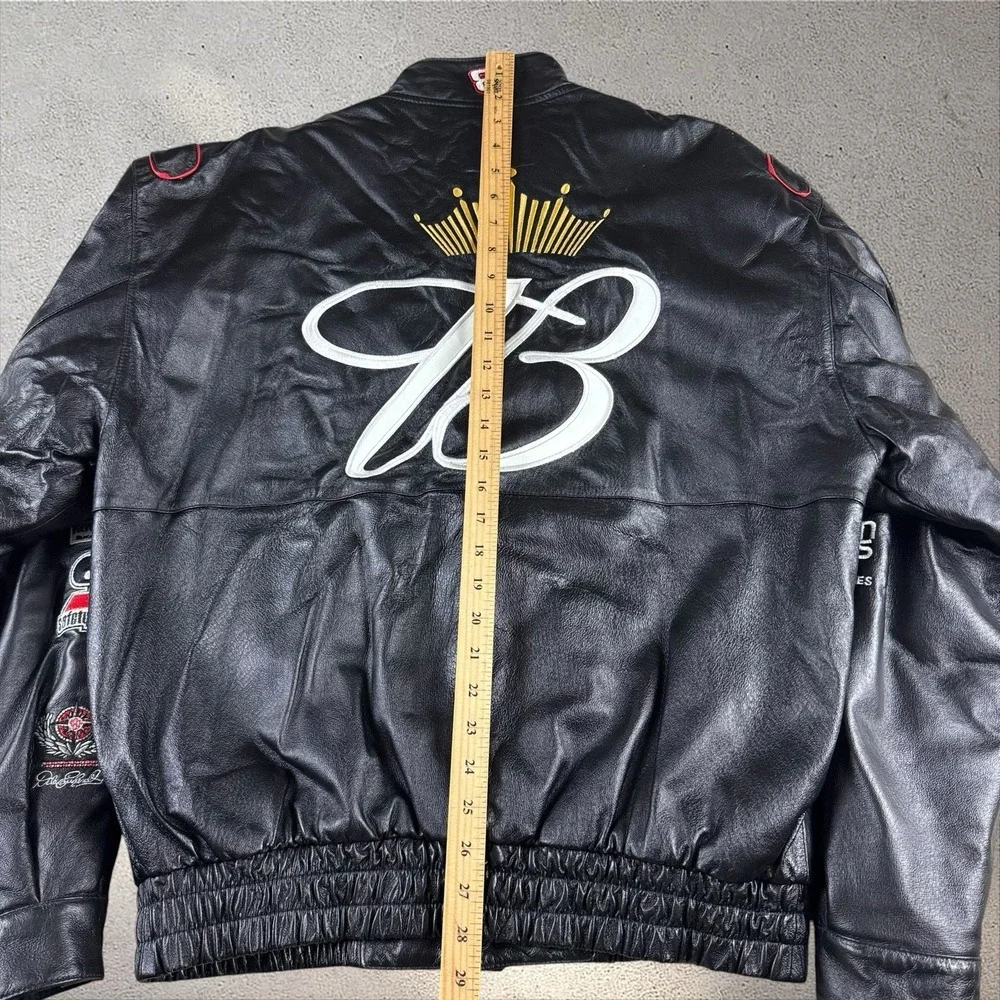 Vintage Jeff Hamilton x Dale Jr. Black Leather Racing Jacket Men's Large NASCAR